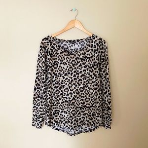 Express Leopard Print Long Sleeve Top